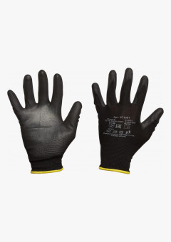 Перчатки нейлоновые с ПУ покрытием ладони, черные