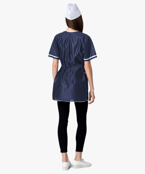 Халат женский на молнии короткий рукав (тк.Нейлон), синий