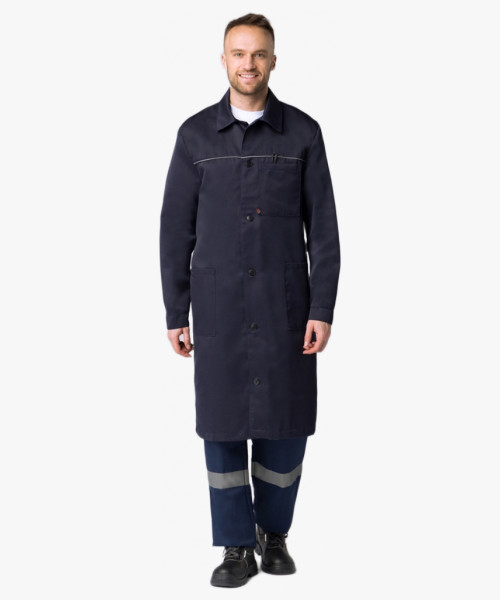 Халат мужской для ИТР (тк.Смесовая,210), т.синий