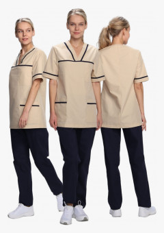 Костюм женский Ирис (тк.ТиСи), бежевый/т.синий