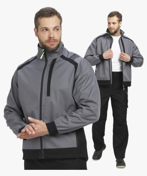 Куртка ProfLineLeader (тк.Софтшел), серый/черный
