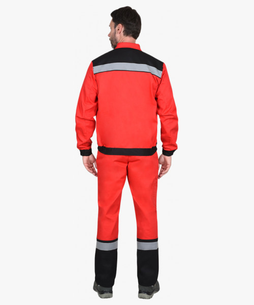 Костюм СИРИУС-МАСТЕР летний: куртка, полукомбинезон, красный с чёрной отделкой