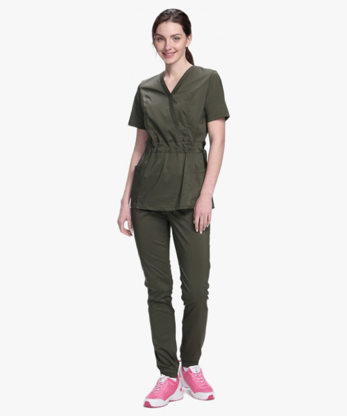 Костюм женский хирургический Модерн-004 (тк.Стрейч,120) MedLine, хаки