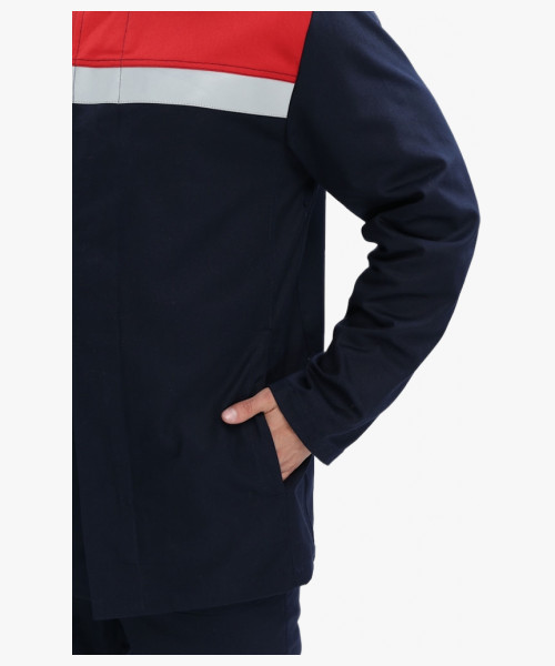 Костюм сварщика Велд-СОП 1 кл.защиты (тк.Хлопок-ОП,350) брюки, т.синий/красный