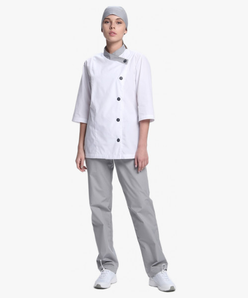 Костюм женский Канди (тк.ТиСи,120), серый/белый