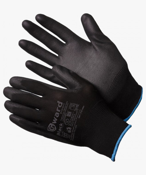 Black Перчатки нейлоновые черного цвета с полиуретановым покрытием