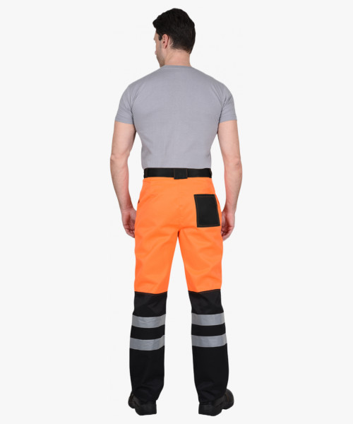 Костюм мужской летний СИРИУС-МАГИСТРАЛЬ-ЛЮКС куртка кор. с бейджем, брюки, оранжевый с чёрным и СОП