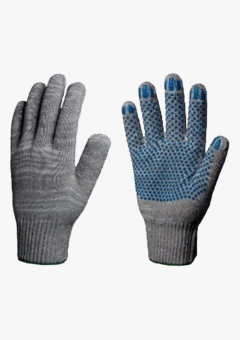 Перчатки х/б 10кл. СТАНДАРТ с ПВХ ТОЧКА 39-41гр. 116текс, серые (10 пар)