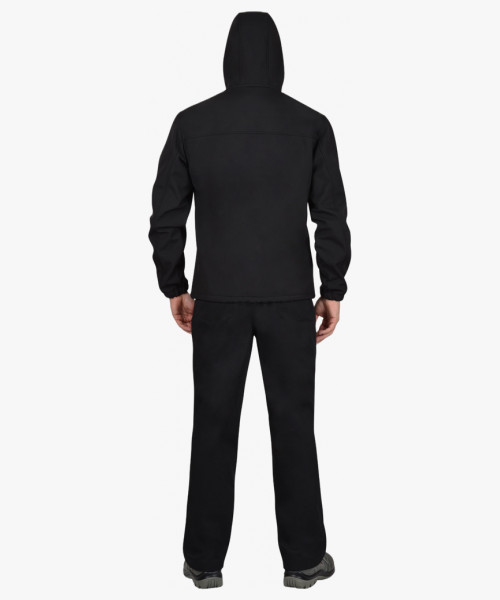 Костюм СИРИУС-АЗОВ с капюшоном черный софтшелл пл 350 г/кв.м