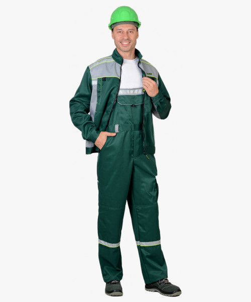 Костюм СИРИУС-ПРАКТИК-1 куртка, п/к зеленый со св. серым