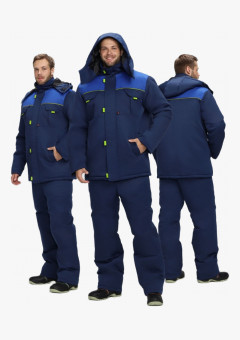 Костюм зимний Флофт-1 (тк.Смесовая,210) брюки, т.синий/васильковый