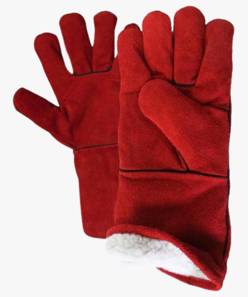 Краги спилковые утепленные (иск.мех) красные