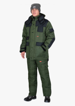 Костюм СИРИУС-БЕРКУТ-ЛЮКС зимний, куртка, п/к, оливковый с чёрным