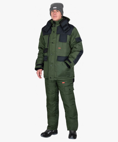 Костюм СИРИУС-БЕРКУТ-ЛЮКС зимний, куртка, п/к, оливковый с чёрным