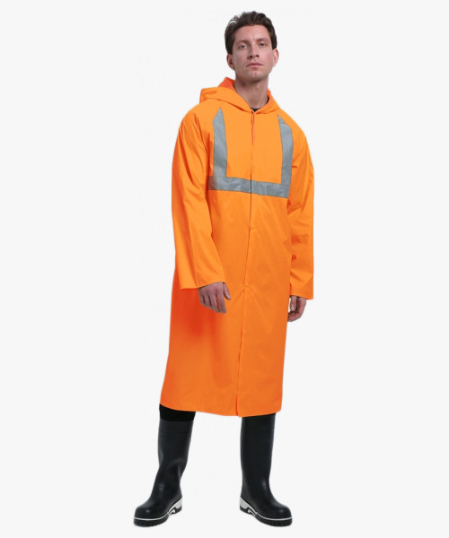 Плащ влагозащитный сигнальный ProfLineBase СОП (ПВХ,180), оранжевый
