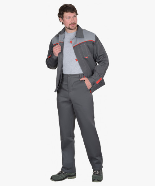 Костюм мужской летний СИРИУС-ФАВОРИТ куртка, брюки, т.серый со св.серым