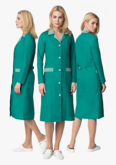 Халат женский Надежда (тк.ТиСи), зеленый/полоска