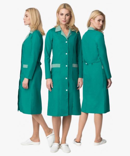 Халат женский Надежда (тк.ТиСи), зеленый/полоска