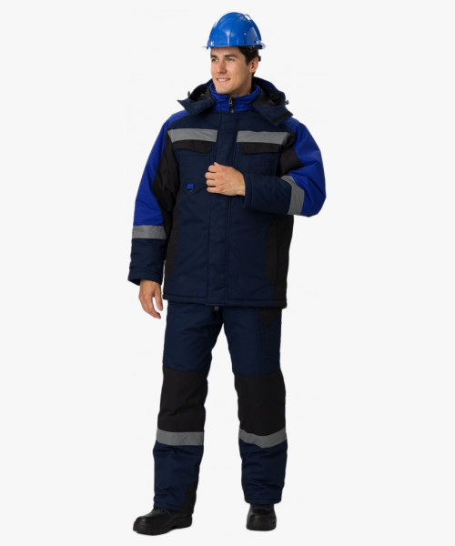 Костюм зимний Вектрон-2 СОП (тк.Смесовая,240) п/к, т.синий/черный/васильковый