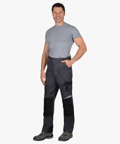 Костюм СИРИУС-ФАВОРИТ-МЕГА мужской летний, куртка и брюки, серый с черным, СОП