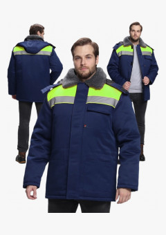 Куртка зимняя для бригадира NEW (тк.Смесовая,210), т.синий/лимонный