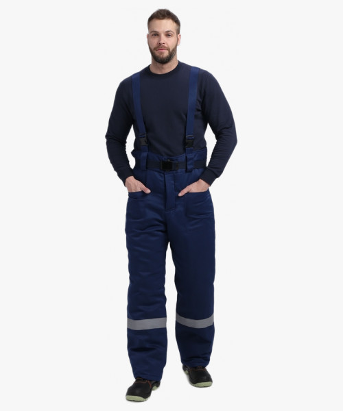 Костюм зимний Труженик-Ультра СОП (тк.Смесовая,210) брюки, т.синий/лимонный