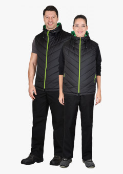 Жилет утеплённый СИРИУС-СТИЛЬ чёрный с зелёной отделкой