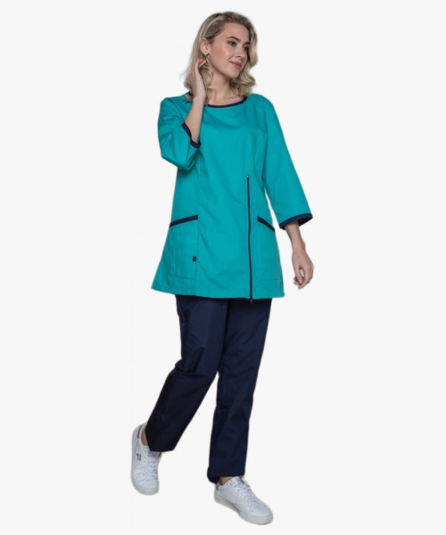 Женский костюм Вояж (ткань ТиСи), светло бирюзовый/темно синий