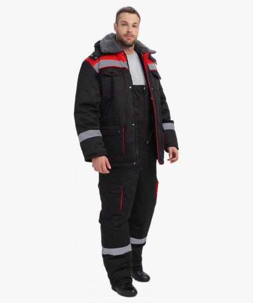 Костюм зимний Нейч-Премиум СОП К. (тк.Смесовая,240) п/к, черный/красный