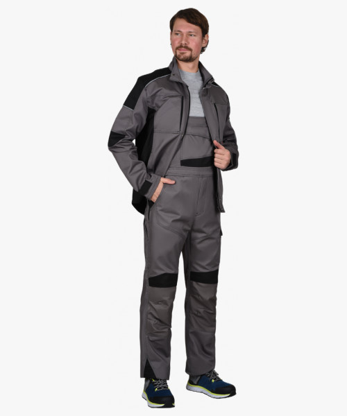 Костюм СИРИУС-ЦИТРИН куртка, п/к ср.серый с черным