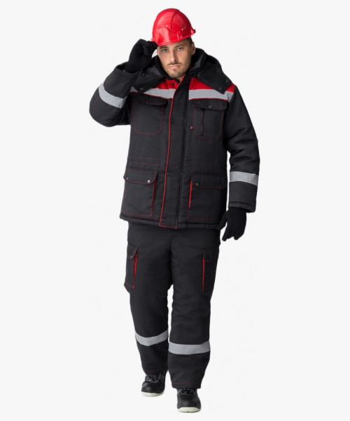 Костюм зимний Титан (Смесовая, 210) п/к, черный/красный
