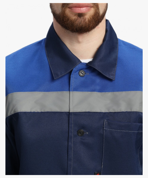 Костюм Стандарт СОП усиленный (тк.Смесовая,210) брюки, т.синий/васильковый