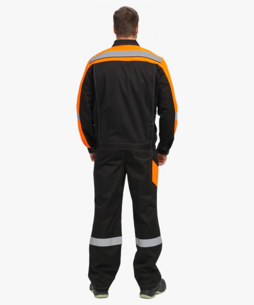 Костюм Виват-1 Премиум CH МВО (тк.Смесовая,240) брюки, черный/оранжевый