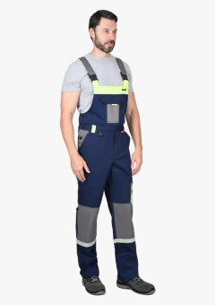Полукомбинезон СИРИУС-СТАН синий со средне-серым и лимонной отделкой