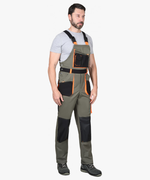 Костюм СИРИУС-МАНХЕТТЕН куртка кор., п/к  оливковый с оранжевым и чер. тк. мех. стрейч пл 260 г/кв