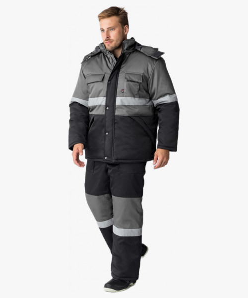 Костюм зимний Нордхард-2 СОП (тк.Смесовая,250) п/к, черный/серый