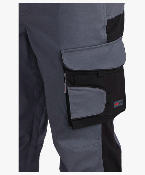 Брюки ProfLineLeader (тк.Хлопок/Спандекс,260), серый/черный