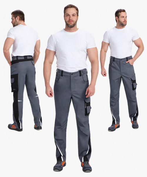 Брюки ProfLineLeader (тк.Хлопок/Спандекс,260), серый/черный