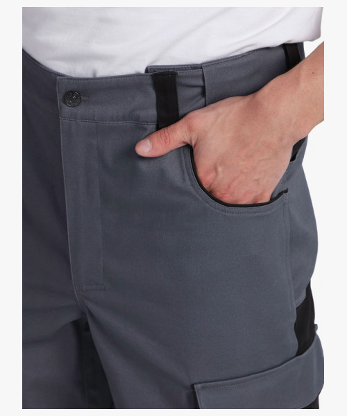 Брюки ProfLineLeader (тк.Хлопок/Спандекс,260), серый/черный