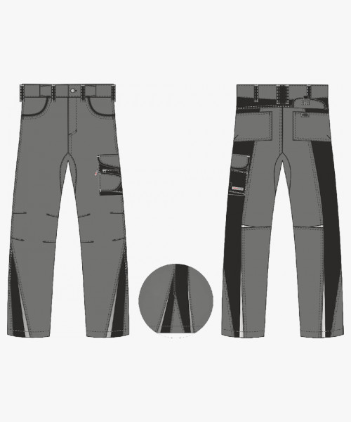 Брюки ProfLineLeader (тк.Хлопок/Спандекс,260), серый/черный