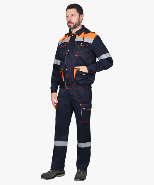 Костюм СИРИУС-ТИТАН куртка, полукомбинезон синий с оранжевым и СОП