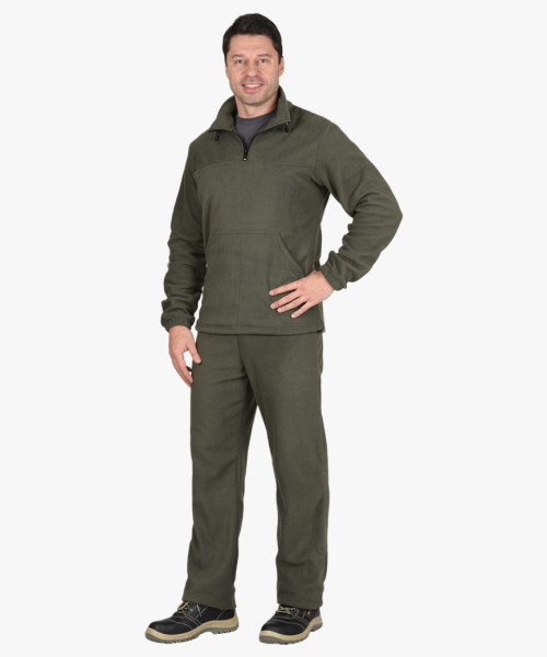 Костюм флисовый куртка, брюки оливковый