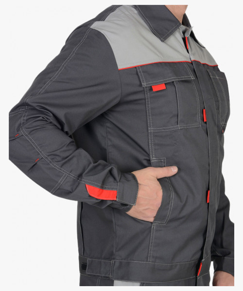 Костюм мужской летний СИРИУС-ФАВОРИТ куртка, п/к, т.серый со св.серым