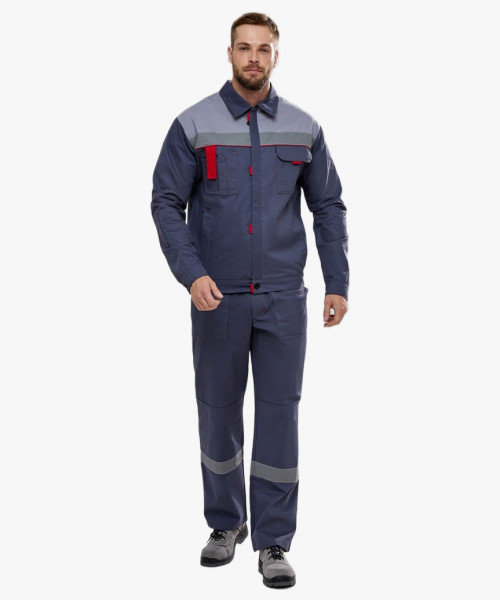 Костюм Флофт-1 СОП У. (тк.Саржа,250) брюки, т.серый/св.серый