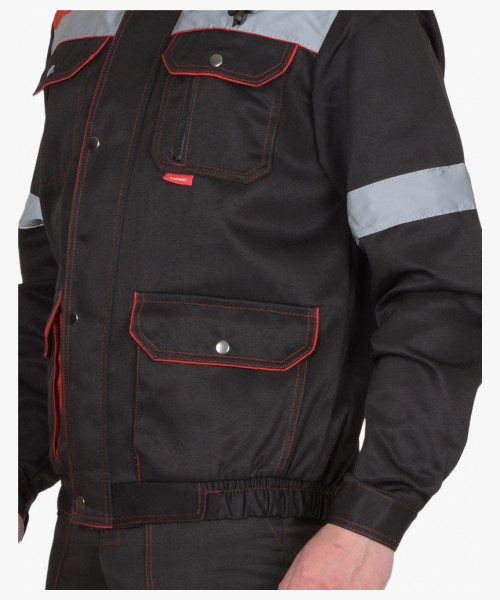 Костюм СИРИУС-ТИТАН куртка, п/к черный с красным с СОП