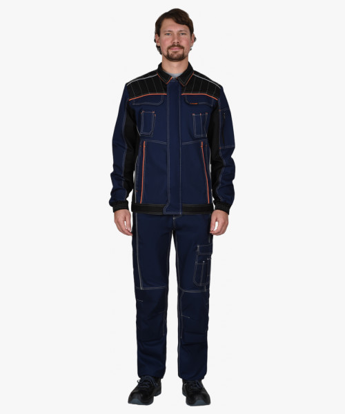 Куртка СИРИУС-ПРЕСТИЖ кор., синяя с черным и оранжевой отделкой