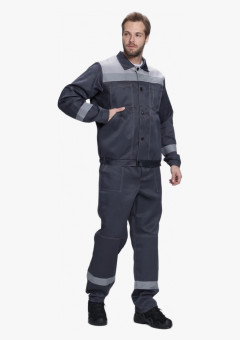 Костюм Лигор-1 СОП NEW (тк.Смесовая,210) брюки, т.серый/св.серый