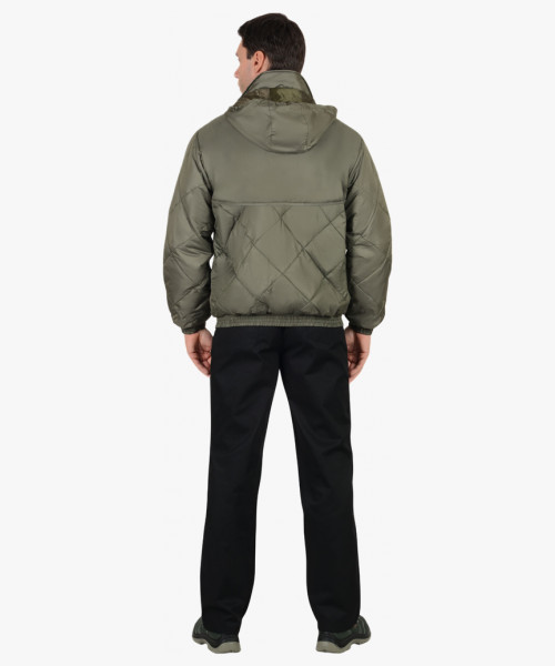 Куртка СИРИУС-ПРАГА-ЛЮКС короткая с капюшоном, оливковая