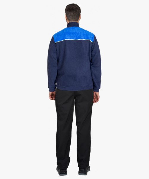 Куртка флисовая тёмно-синяя с васильковым и лимонным кантом (ФАВОРИТ)