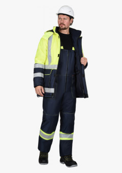 Костюм СИРИУС-ТЕРМИНАЛ зимний, куртка, п/к, синий с лимонным и СОП